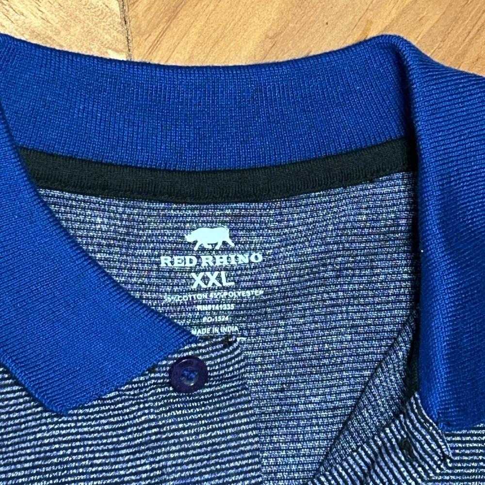 Red Rhino Classic Men’s Blue Colorblock Polo Shirt - Picture 3 of 6